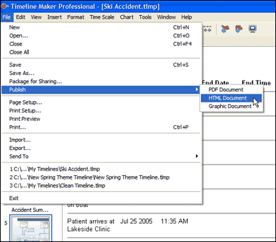 Publish Timeline to HTML